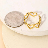 Open Heart Shape Fashion Ring: Gold