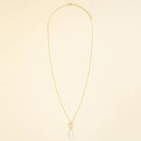Mother Of Pearl Teardrop Pendant Necklace: Gold