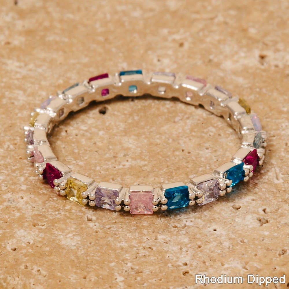 Colorful Studs Dainty Band Ring