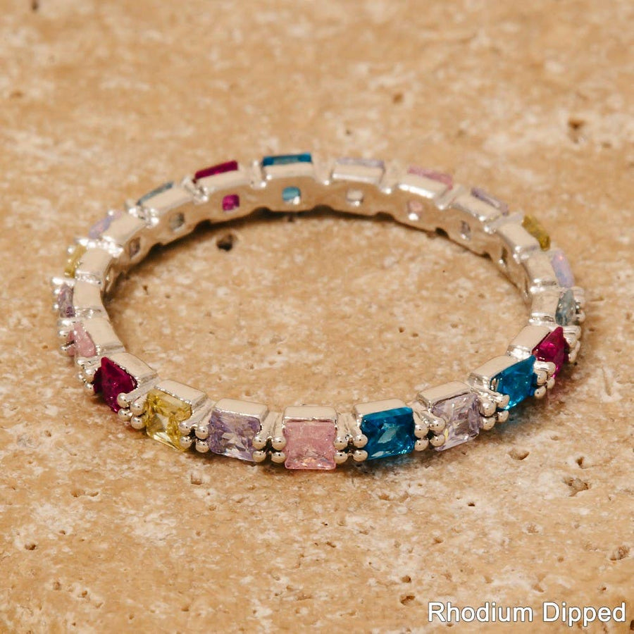 Colorful Studs Dainty Band Ring