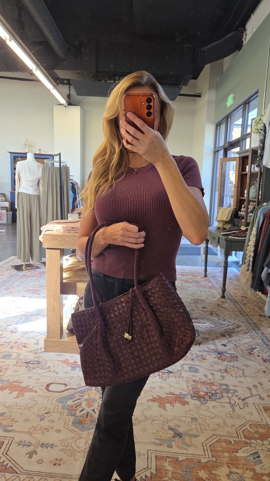 Maroon Cropped Knit Tee