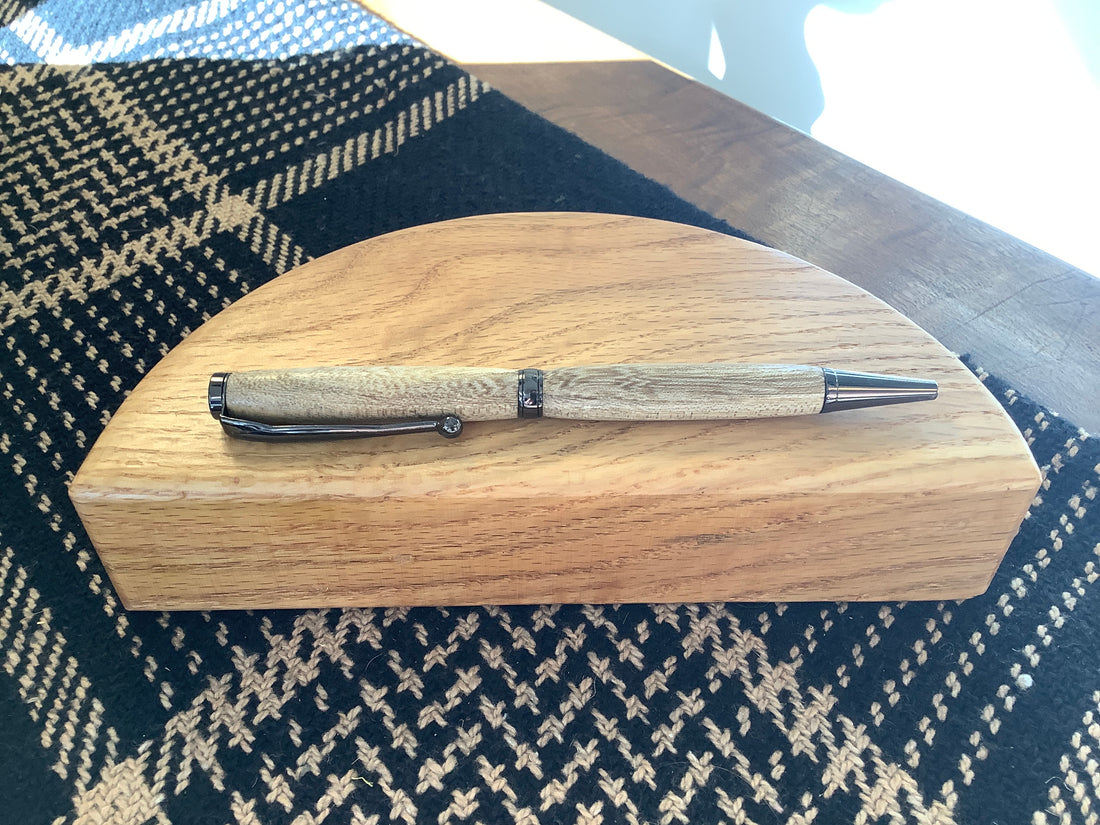 Wooden Turned Pen - White Brown