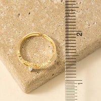 Double Band Opal Rhinestone Adjustable Ring: Gold