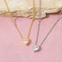 Heart Cz Pendant Chain Necklace: Gold