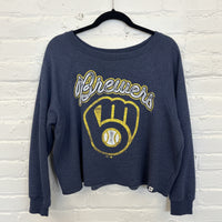 Repurposed Cropped Sweatshirt with MKE Baseball Patch