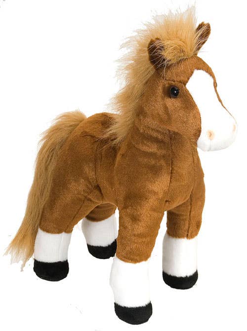 Brown Horse Standing Stuffed Animal 12"