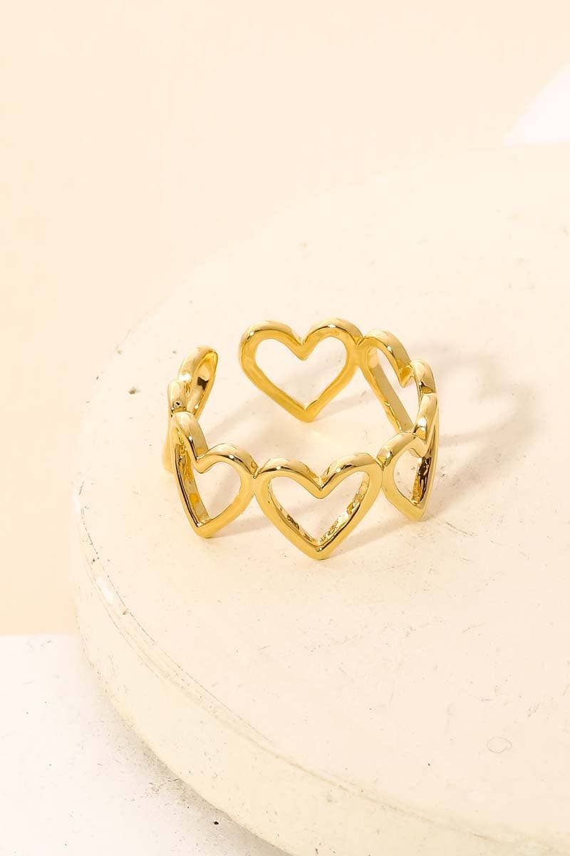 Open Heart Shape Fashion Ring: Gold