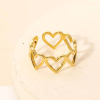 Open Heart Shape Fashion Ring: Gold