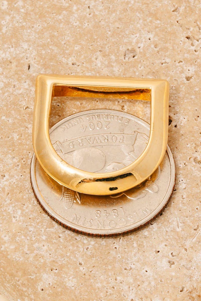 Gold Dipped Metallic D Ring Band Ring - Gold