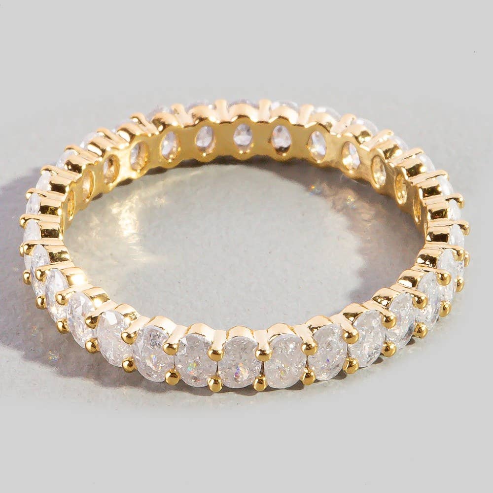 Cubic Zirconia Eternity Fashion Ring: Gold