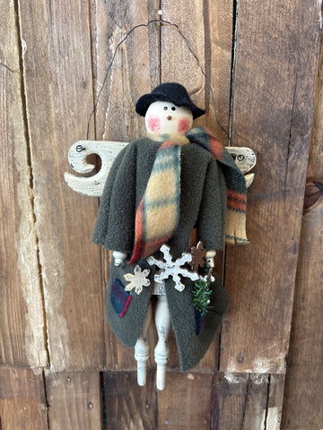 Hanging Wooden Snowman