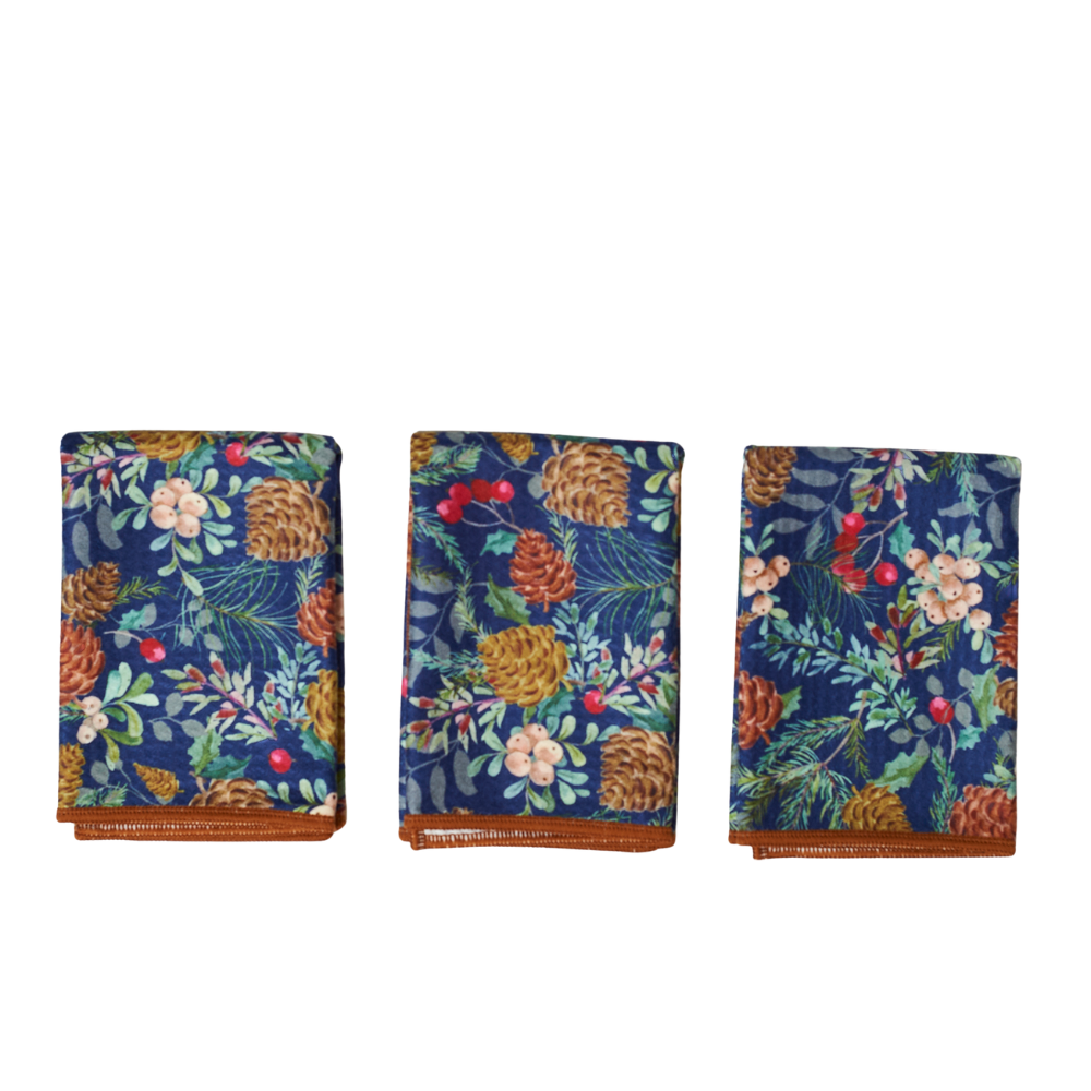 Mighty Mini Towel (Set of 3) - Festive Pine: Blue
