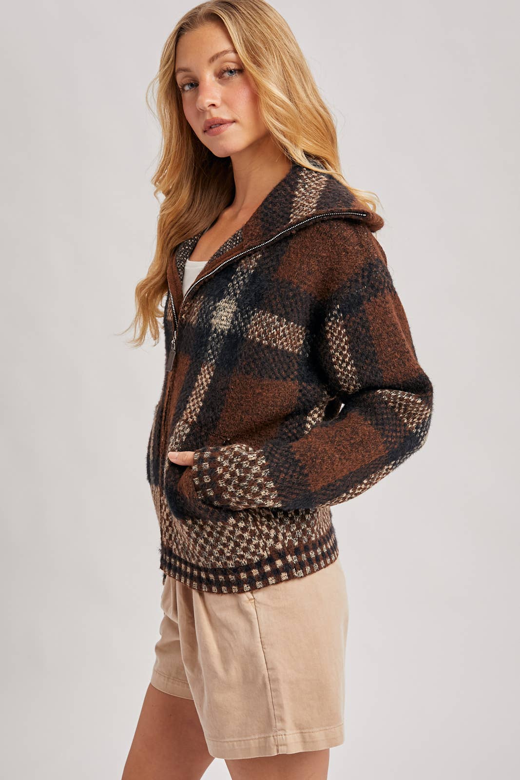 Plaid Knit Jacket
