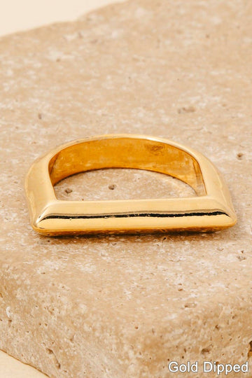 Gold Dipped Metallic D Ring Band Ring - Gold