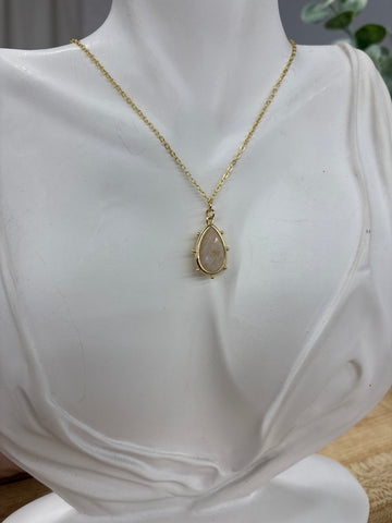 Faceted Sandy Crystal Gold Necklace