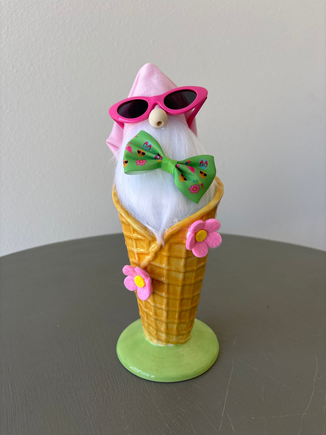 Green Ice Cream Teacup Gnome