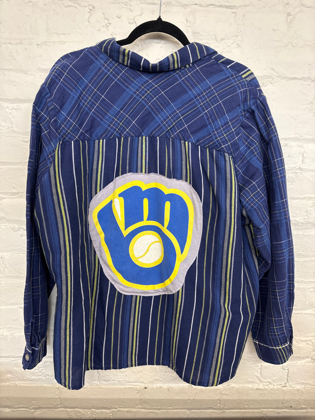 Repurposed Shirt with MB Baseball Glove Patch