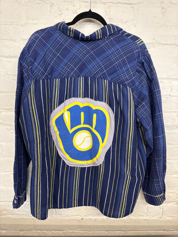 Repurposed Shirt with MB Baseball Glove Patch