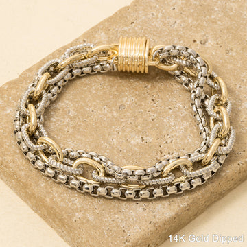 Chains Magnetic Lock Gold Plated Bracelet