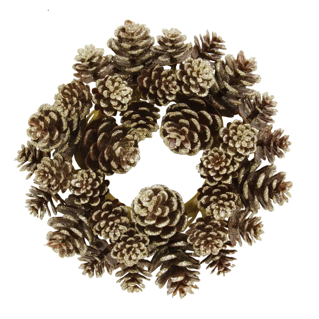 Champagne Frosted Pinecone Candle Ring
