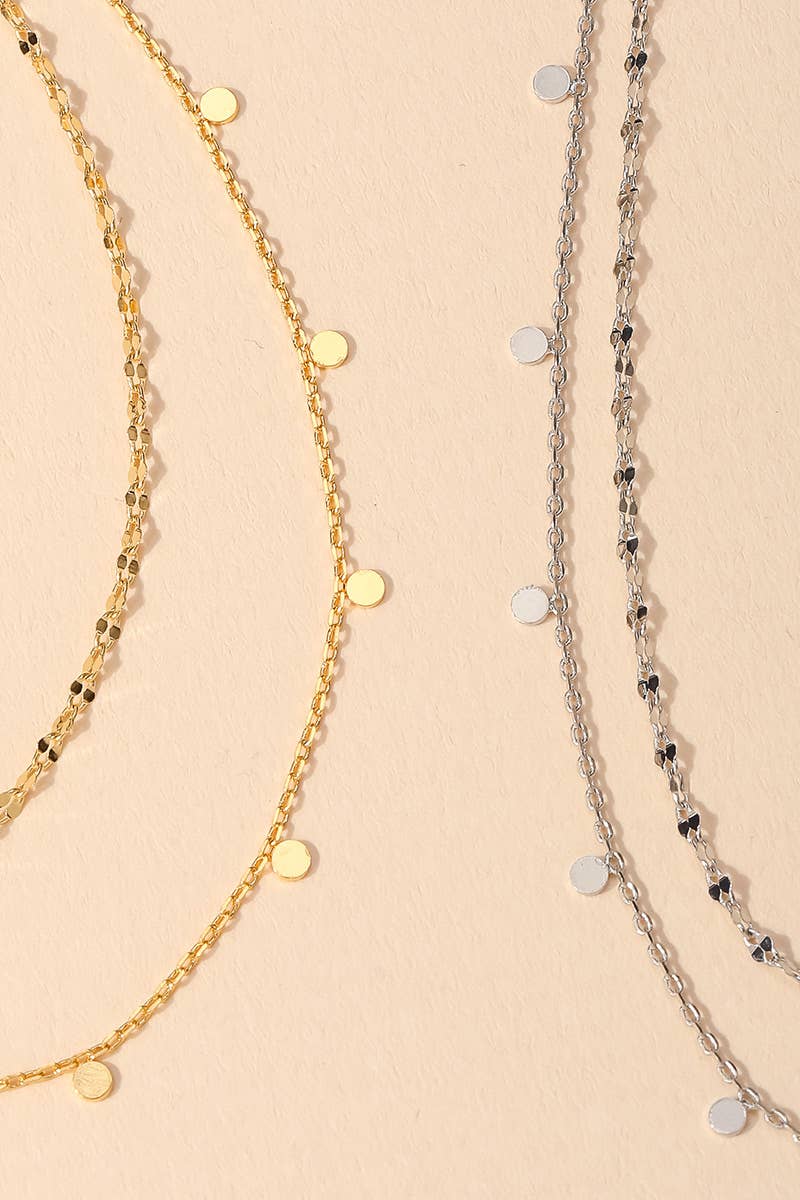 Dainty Layered Coin Choker Necklace: Silver