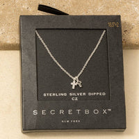 Secret Box Gold Dipped Cz Cross Pendant Necklace: White Gold