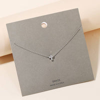 Mini Pave Cross Charm Necklace: Silver