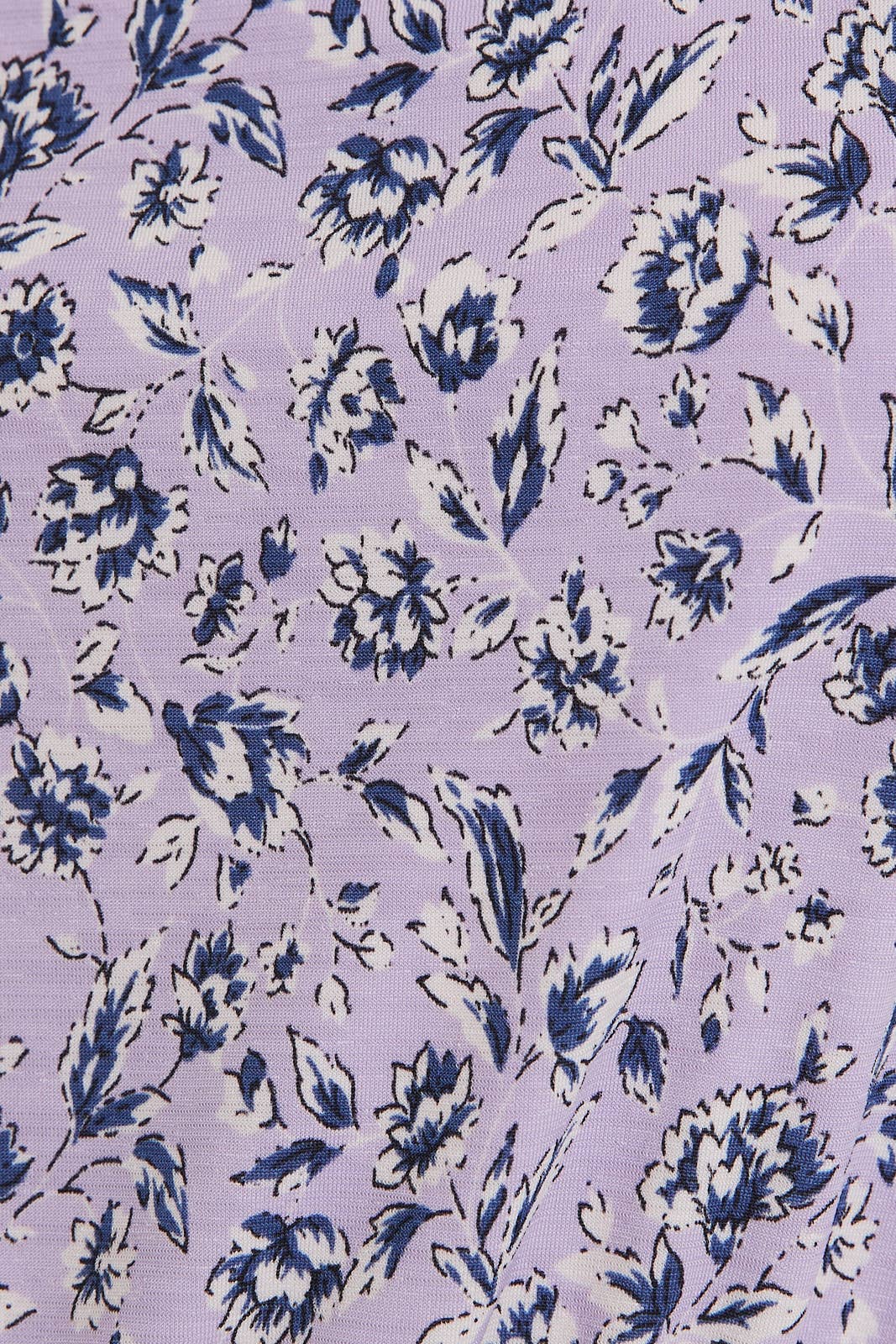 Square Neck Strap Flare Hem Ditsy Romper - Lavender/Navy