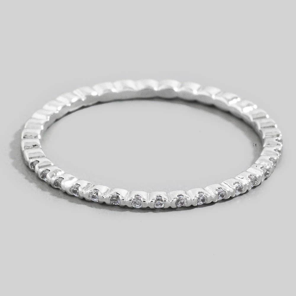 Delicate Cz Studded Gold Dipped Ring: Silver