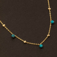 Dainty Mix Bead Charm Necklace: Turquoise