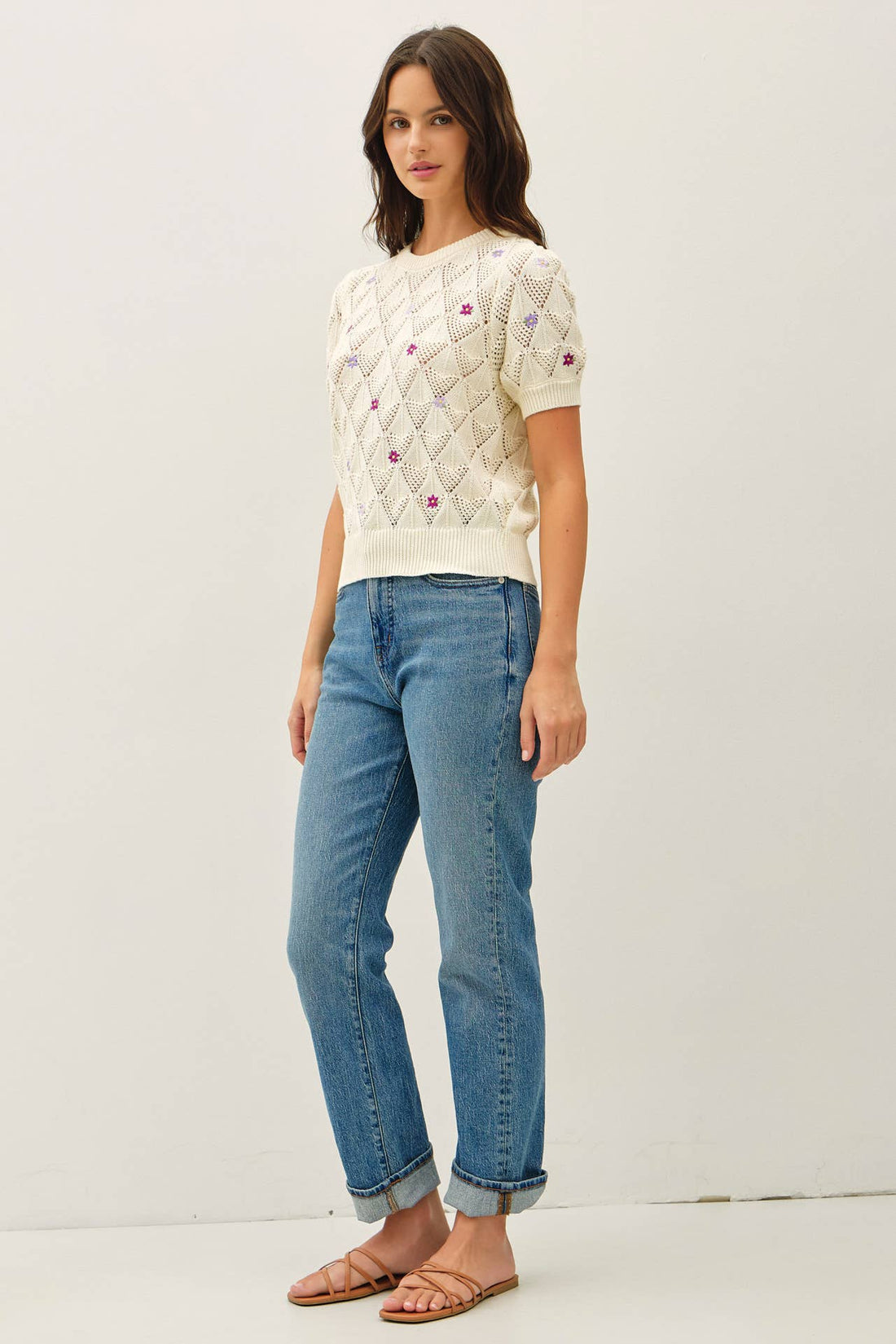 Embroidered Floral Crochet Top