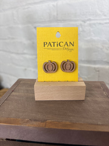 Laser Engraved Earrings - Pumpkin