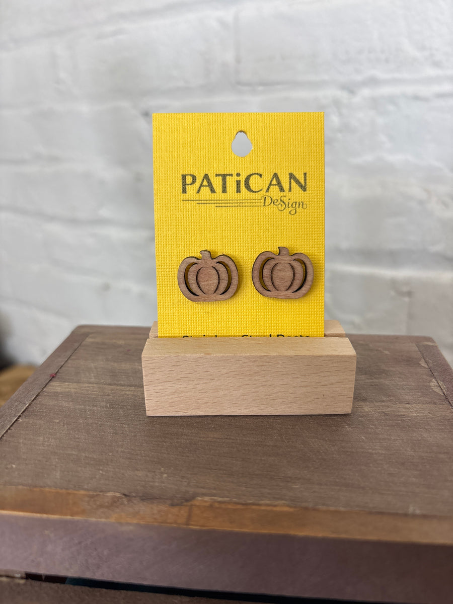 Laser Engraved Earrings - Pumpkin