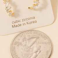 Mixed Cz Studs Mini Hoop Earrings: Silver