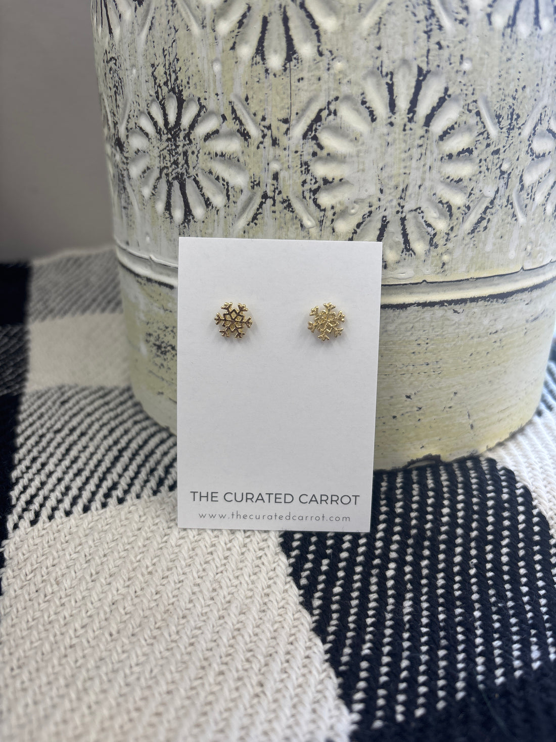 Gold Snowflake Stud Earrings