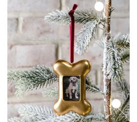 Gold Dog Bone Frame Ornament