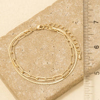 Two Row Rope Chain And Oval Chain Bracelet