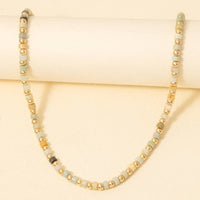 Metallic And Semi Precious Stone Beaded Necklace