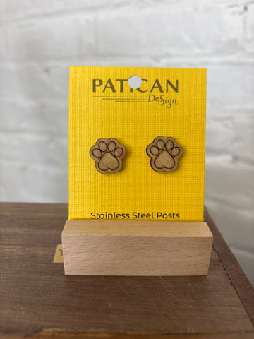 Laser Engraved Earrings - Paw Print