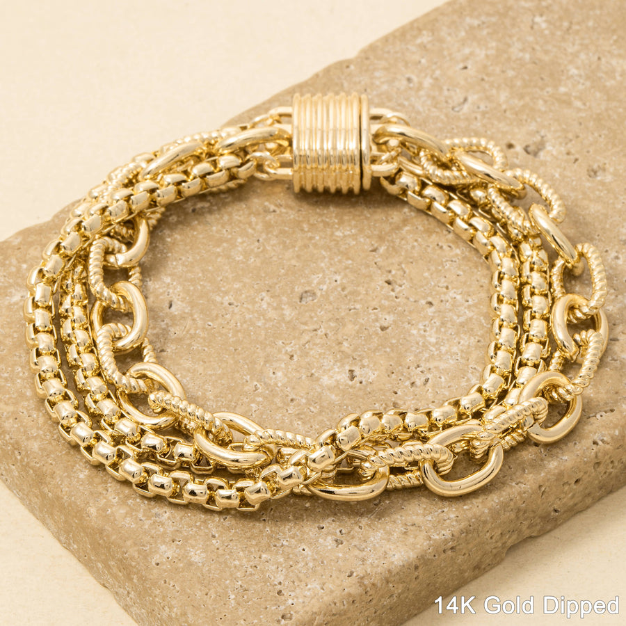 Chains Magnetic Lock Gold Plated Bracelet