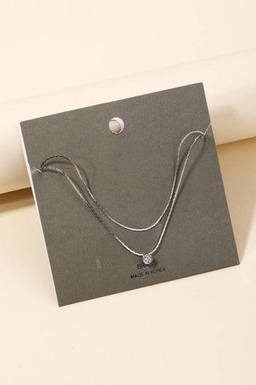 Layered Chain Stud Charm Necklace