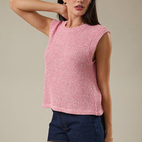 Crew Neck Sleeveless Muscle Boucle Tank Top