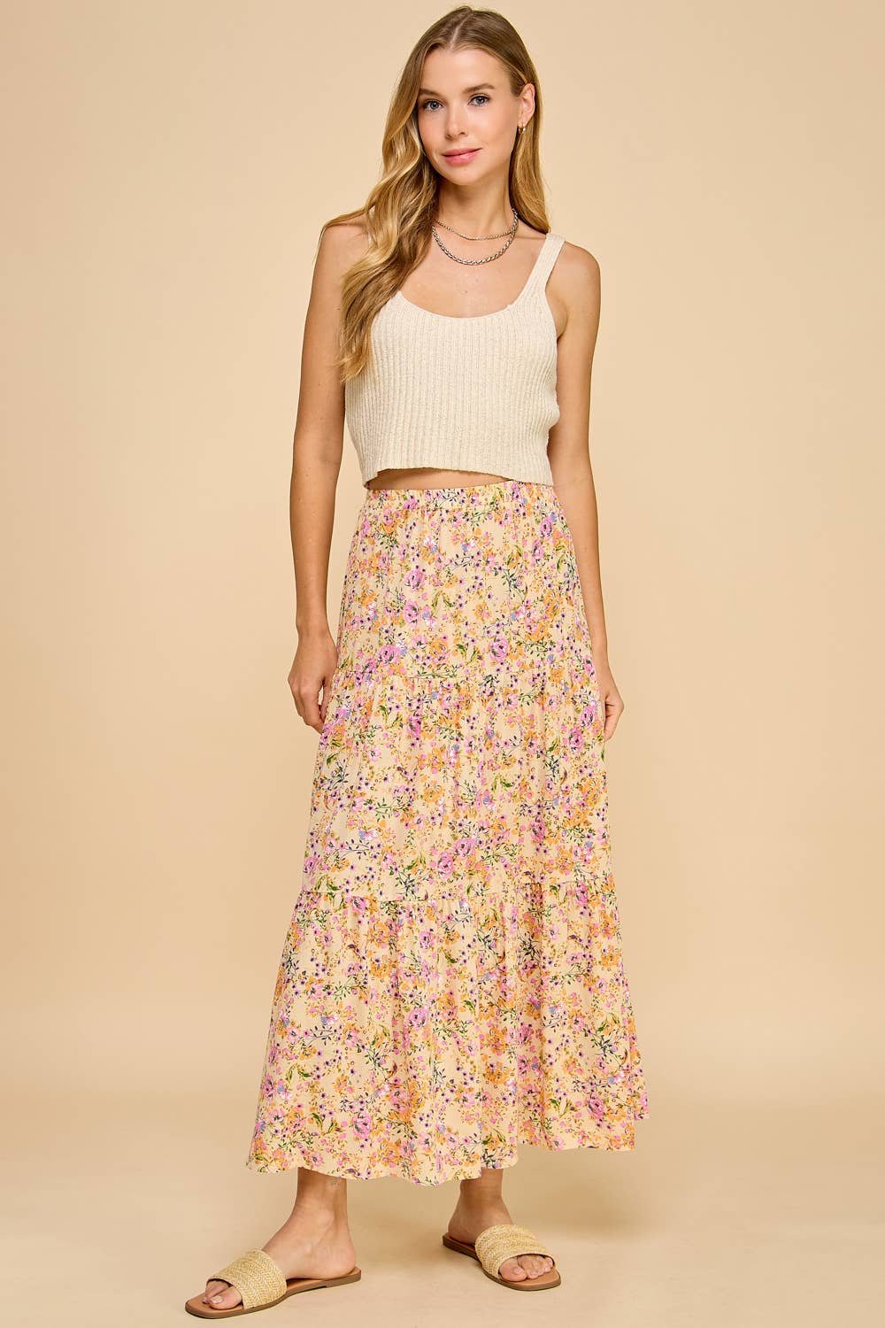 Yellow Floral Maxi Skirt