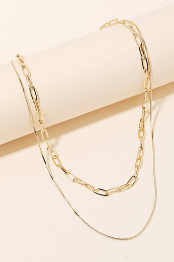 Double Chain Layered Necklace - Gold
