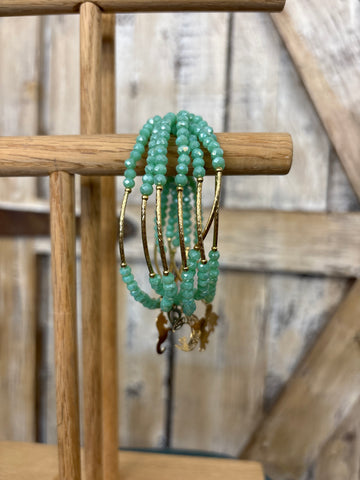 Sea Glass Beaded Charm Bracelet
