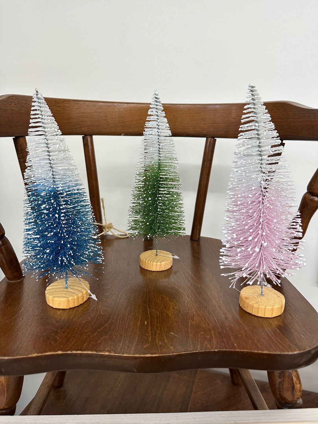 Bottle Brush Trees with Snow Frosted Top