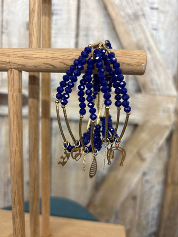 Blue Beaded Charm Bracelet