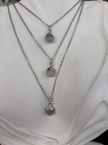 Silver Dainty Stone Necklace