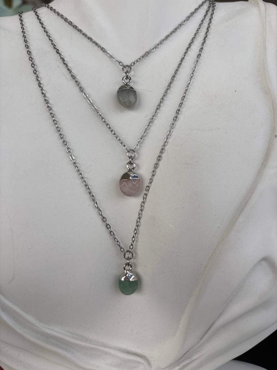 Silver Dainty Stone Necklace