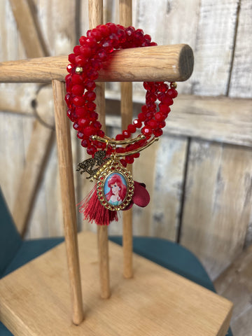 Red Beaded Charm Bracelets - Ariel